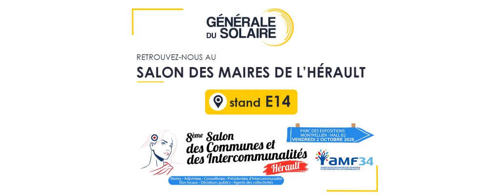 Salon des Maires de l'Hérault - L'équipe Générale du Solaire sera présente sur le stand E14